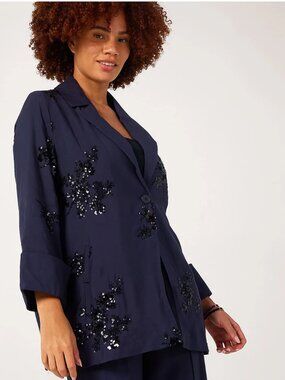 MarlaWynne Collection Embellished Sequin Blazer
